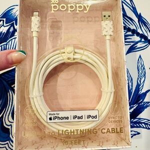 ๐NIB iPhone iPad iPod USB-A to Lightning Cable, 10 feet long, pink bow ๐ design